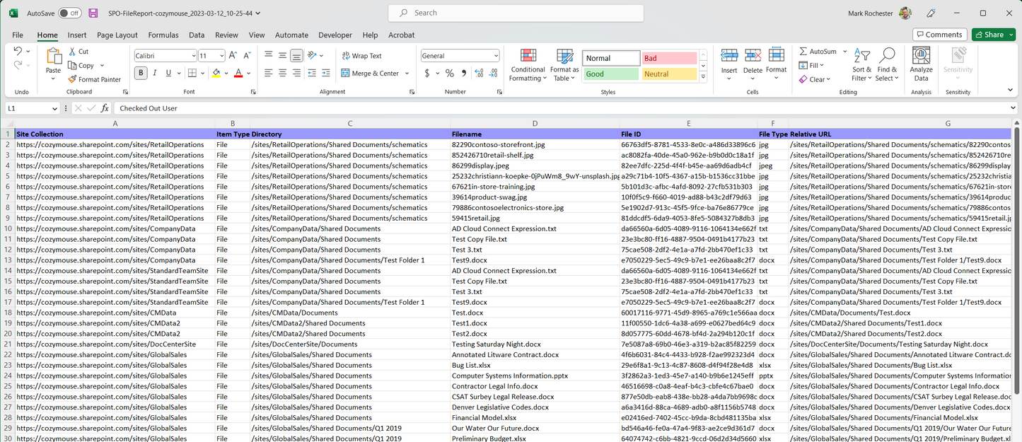 SharePoint Sites/Files/Libraries Discovery Report